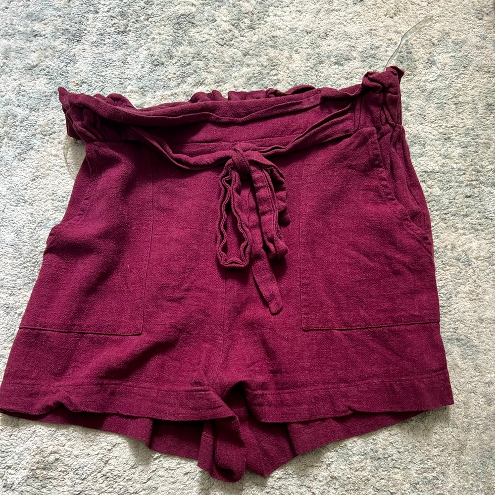 Maroon high waisted shorts
